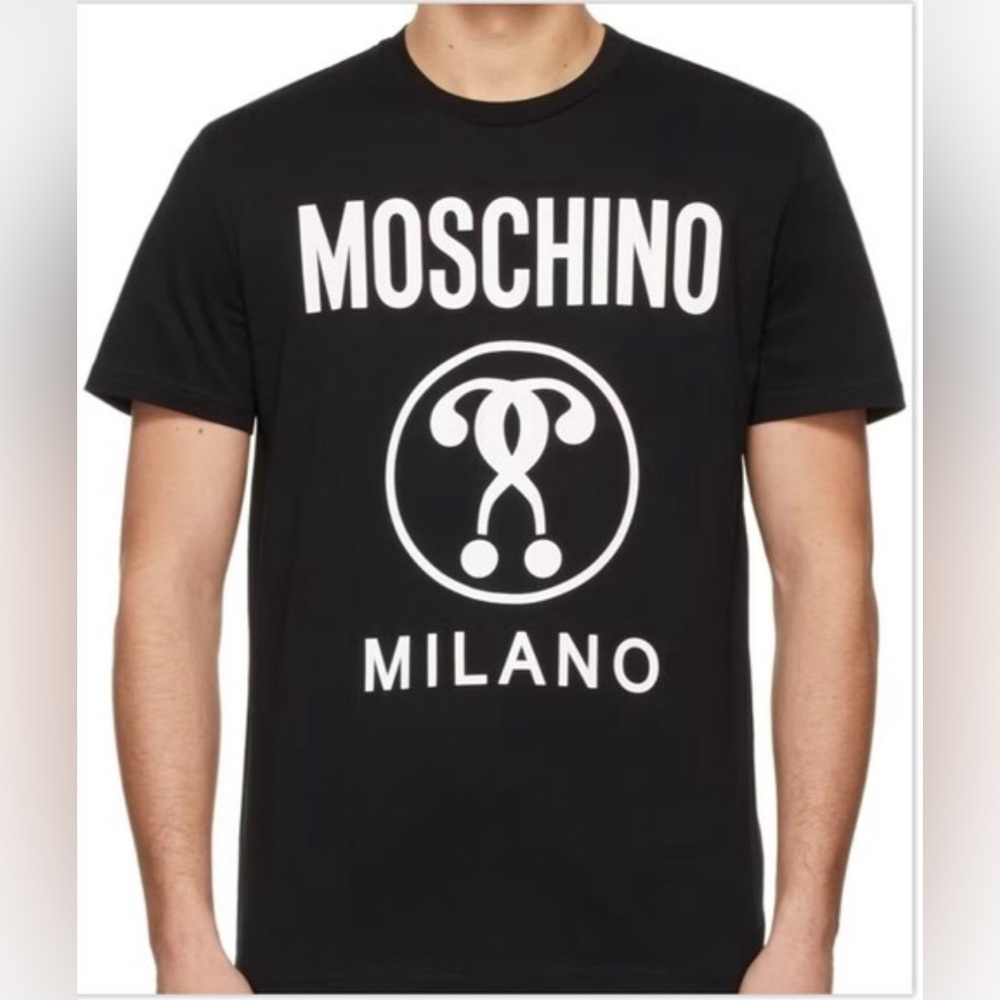 MOSCHINO Question Marks Logo Black Shortsleeved T- shirt size 38 or M